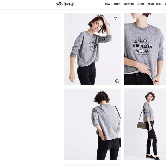 Madewell Pullover Big Sky Montana Postcard Crop Sweatshirt Crew Grey xxs - Picture 3 of 7